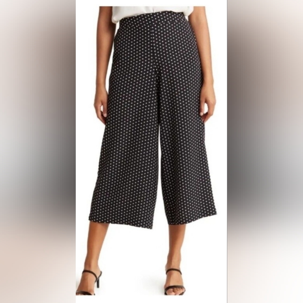 Polka Dot Wide Leg Crop Pants